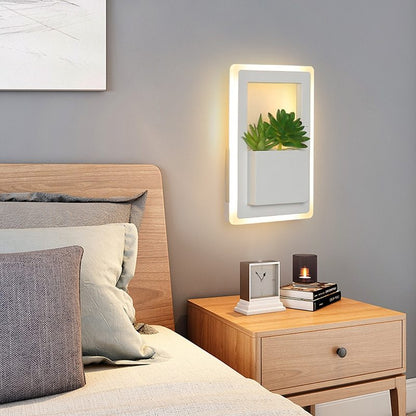 Dallas - Modern white LED wall lamp with plant design