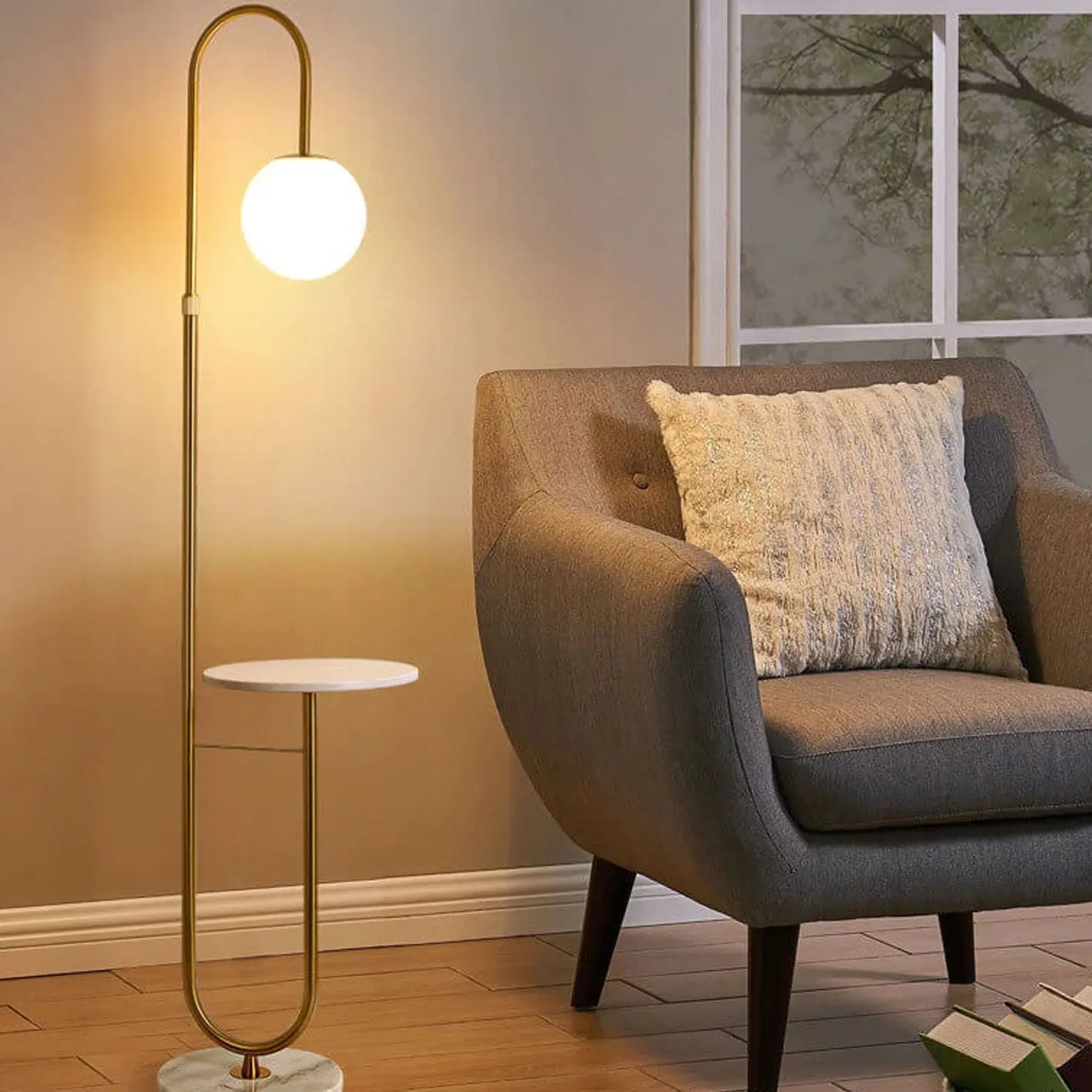 Nordic - Minimalist LED Floor Lamp with Iron Table