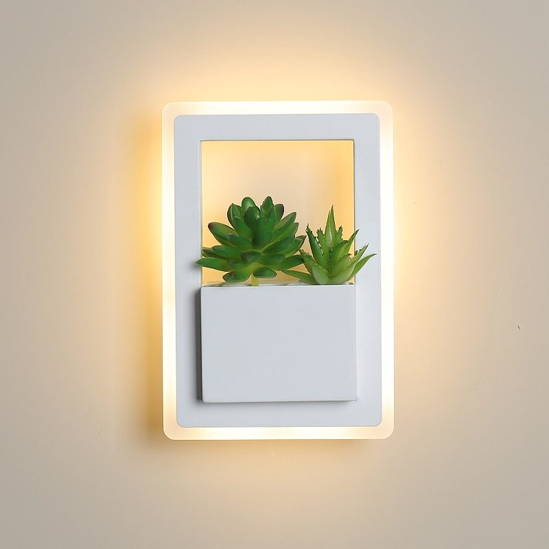 Dallas - Modern white LED wall lamp with plant design