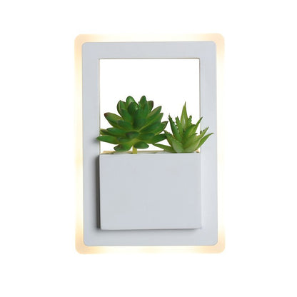 Dallas - Modern white LED wall lamp with plant design