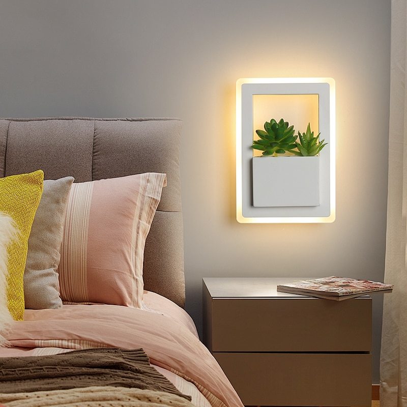 Dallas - Modern white LED wall lamp with plant design