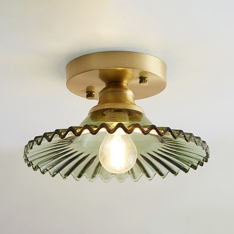 Amsterdam - Industrial Semi-Flush Lamp with Ribbed Shade